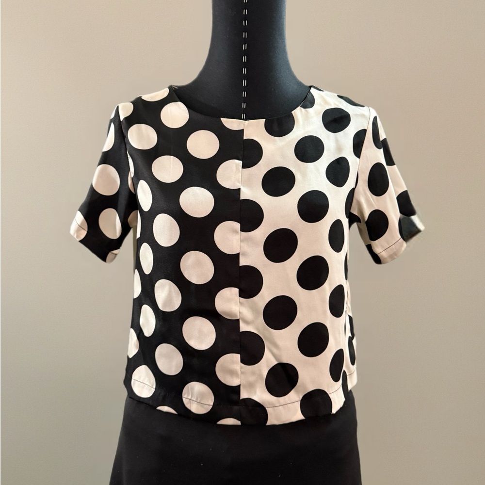 Topshop Black and White Polka Dot Crop Top